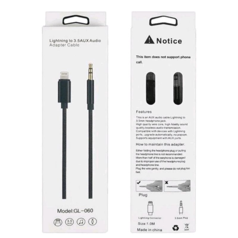 Jual GL060 Kabel AUX IPHONE Konverter Audio Lightning to Jack AUX 3.5mm Shopee Indonesia