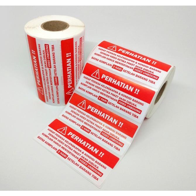 Jual HOT SALE Sticker Label Perhatian Video Unboxing 8,5 x 3,5 cm (1 ...