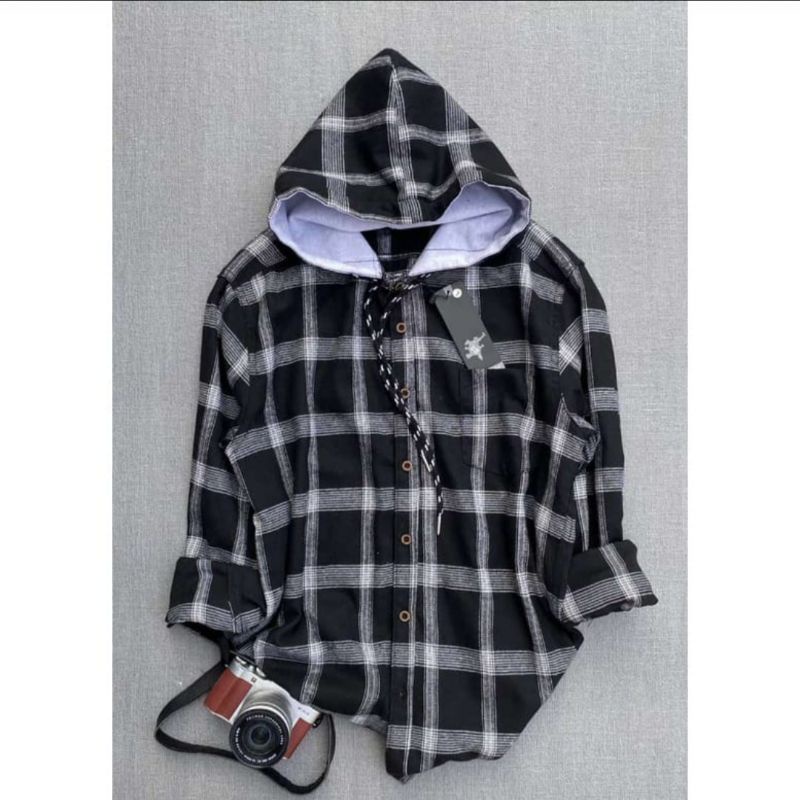 Jual Kemeja flanel hoodie Jumbo / grosir kemeja murah / Kemeja flanel