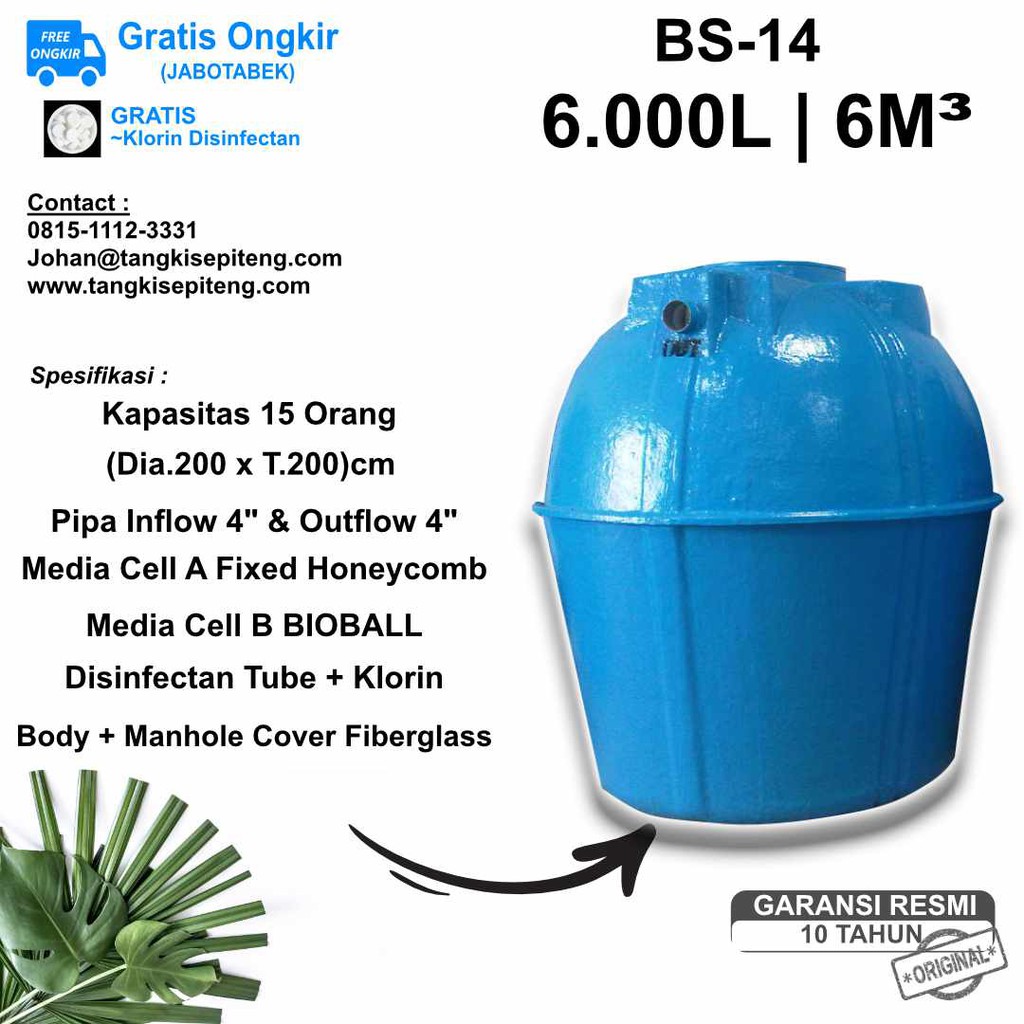 Jual Tangki BIOSEPTIC BIOTECH BIOFIL BIOTANK 6000 Liter / 6M3 | Shopee ...