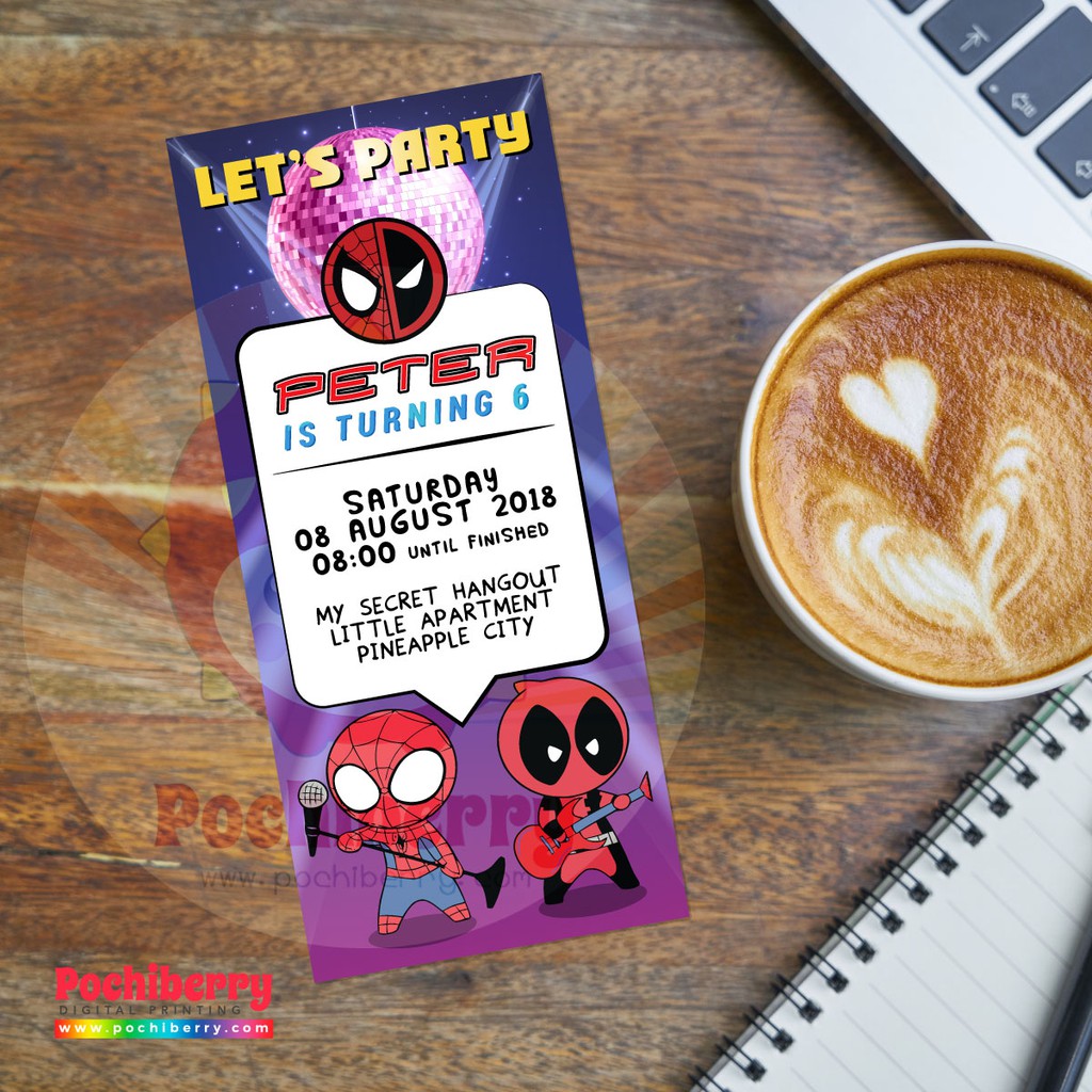 Jual Kartu Undangan Ulang Tahun - Spiderman/Deadpool 01 | Shopee Indonesia
