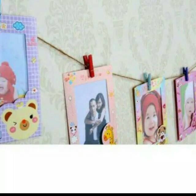 Jual Frame foto gantung lucu kartun ada jepit dan tali 1set | Shopee ...