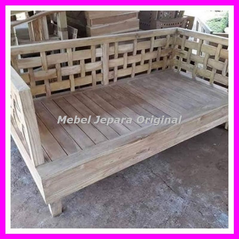 Jual Daybed Resban Bangku Panjang Kayu Jati Bale Bale Anyaman Kayu