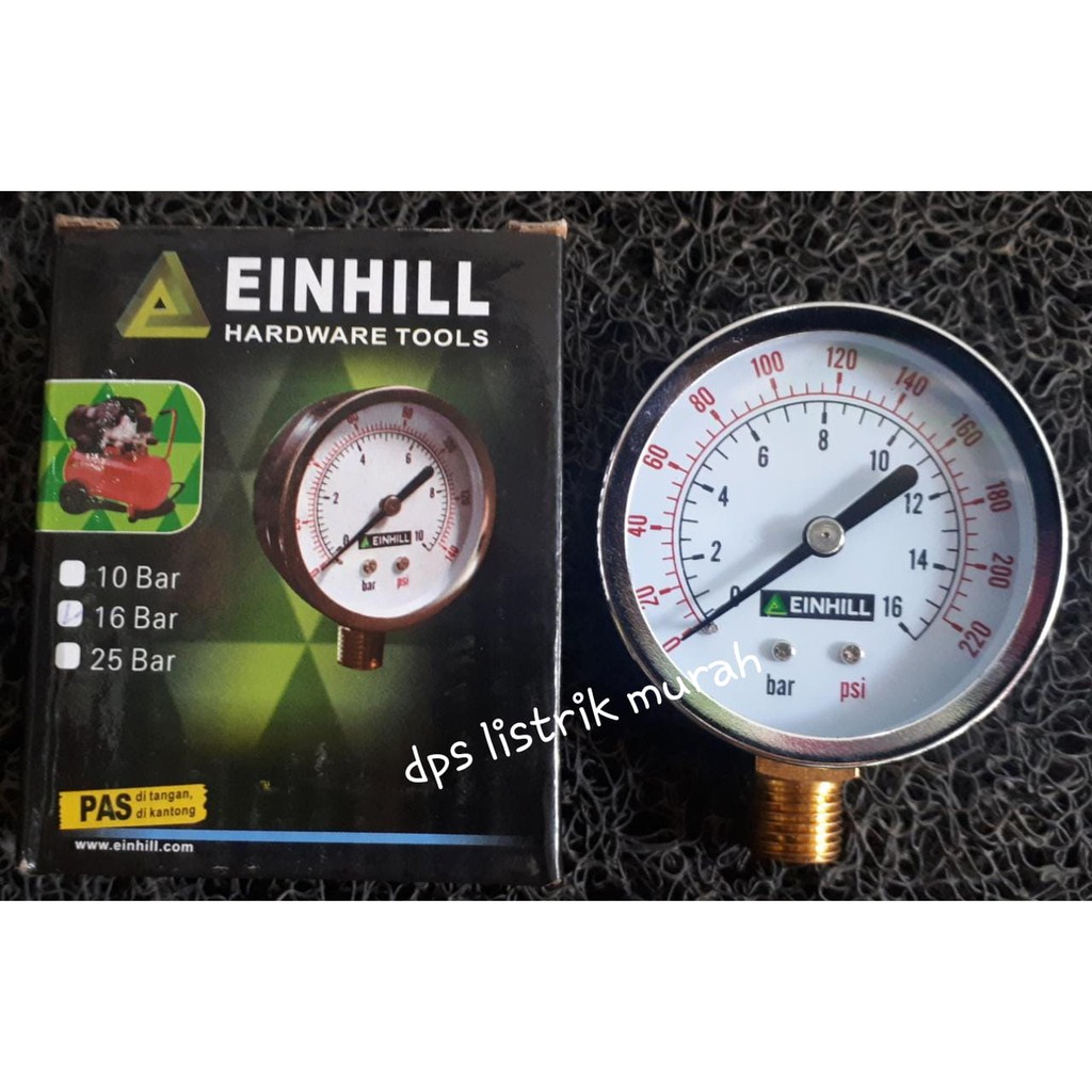 Jual Einhill Pressure Gauge Manometer Alat Ukur Tekanan Angin 10 Bar/16 ...