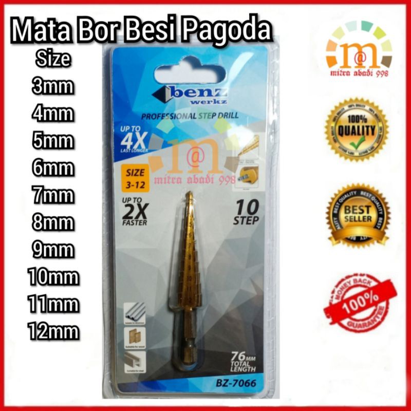 Jual Mata Bor Besi Pagoda 3mm - 12mm / Mata Bor Piramid / Mata Bor Ulir ...