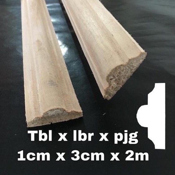 Jual lis kayu profil wall moulding 1,5x3cm panjang 2meter list kayu