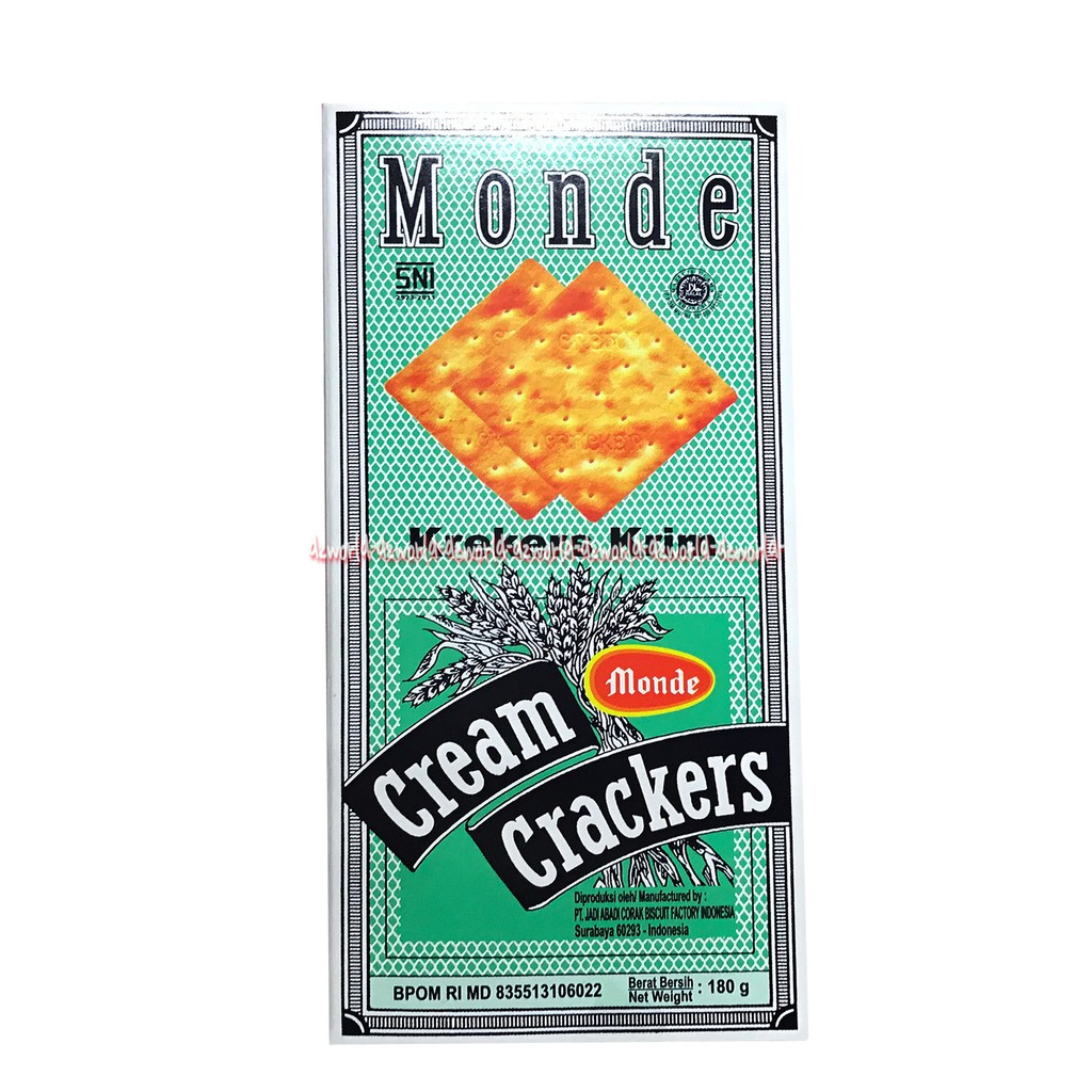 Jual Monde Cream Crackers 180gr Biskuit Krim Krekers Cocok Untuk ...