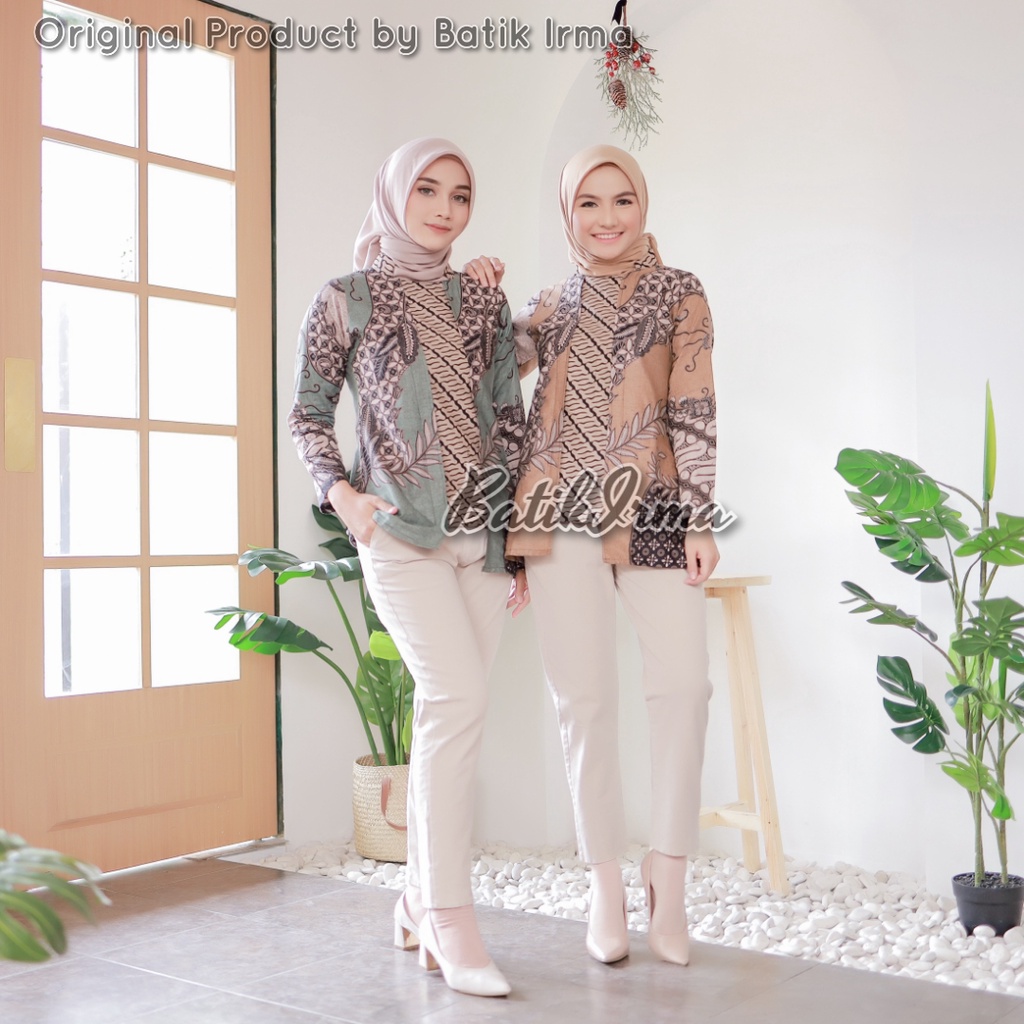 Jual Blouse Batik Wanita Lengan Panjang Atasan Batik Wanita Motif Sekarjagad Batik Irma Shopee