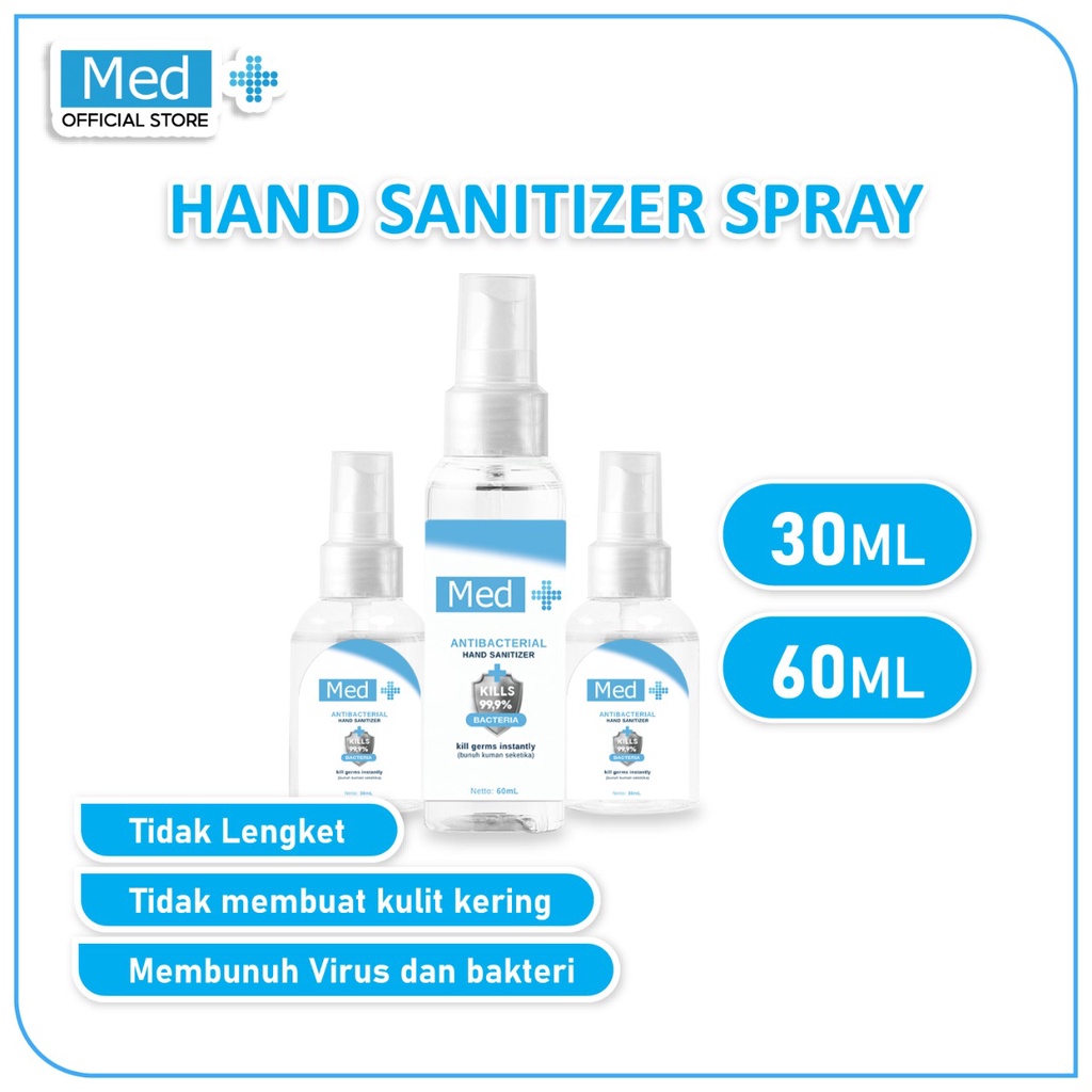 Jual Med+ Hand Sanitizer Waterbase Spray 30ml/60ml Alkohol 70% ...