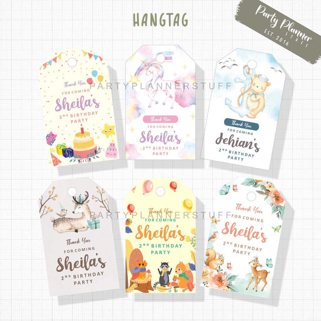 Jual Hangtag label souvenir ulang tahun anak / kartu ucapan ultah anak