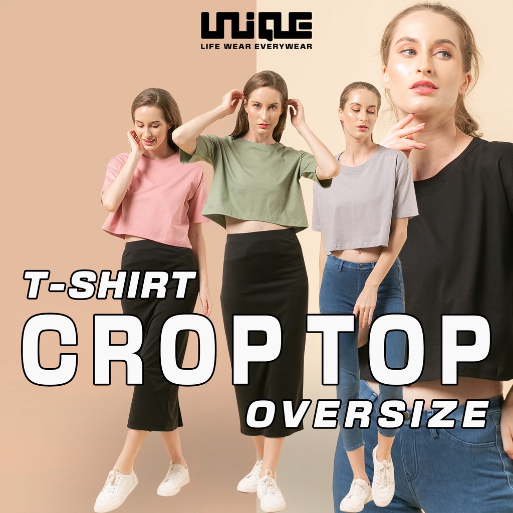 Jual Unique Croptop Series Kaos Polos Crop Top Oversize Cotton