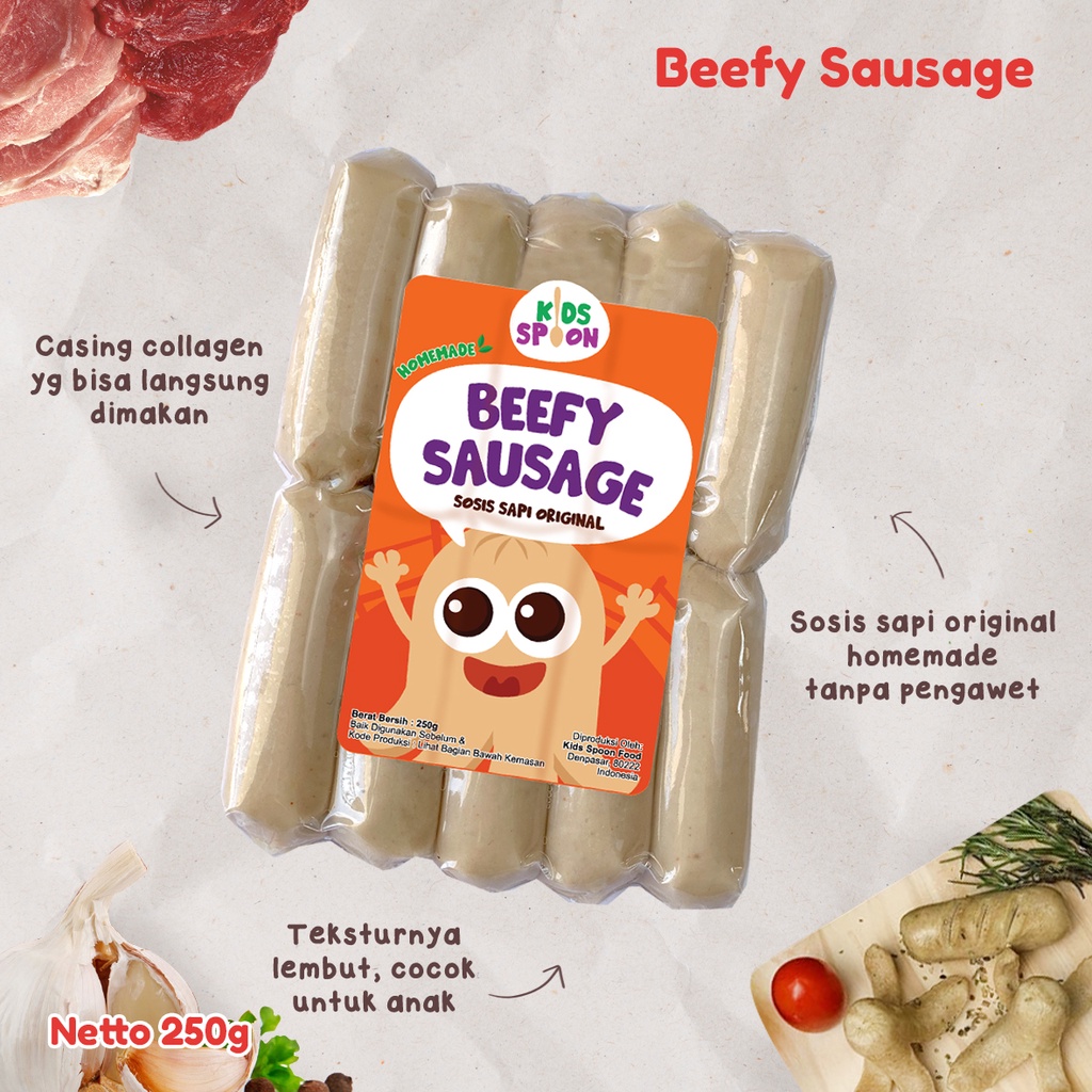 Jual Kids Spoon Beefy Sausage 250g/ Sosis Sapi Original Homemade Tanpa ...