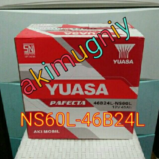 Jual aki ns60l 45ah 12v 46b24l aki basah yuasa pafecta | Shopee Indonesia