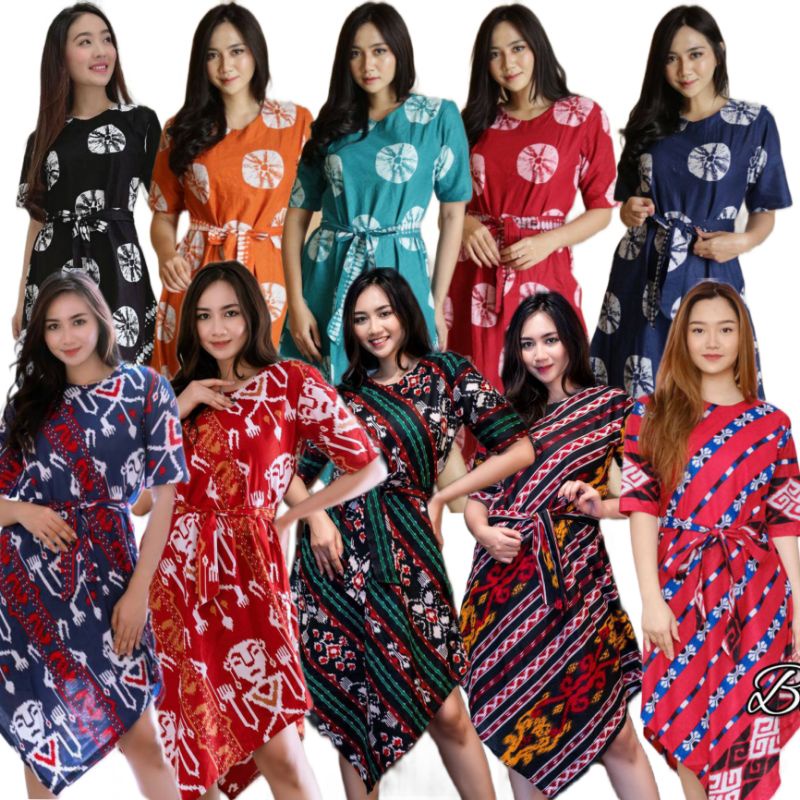 Jual New Dress Batik Lancip Kekinian Tunik Batik Songket Jumputan Shopee Indonesia