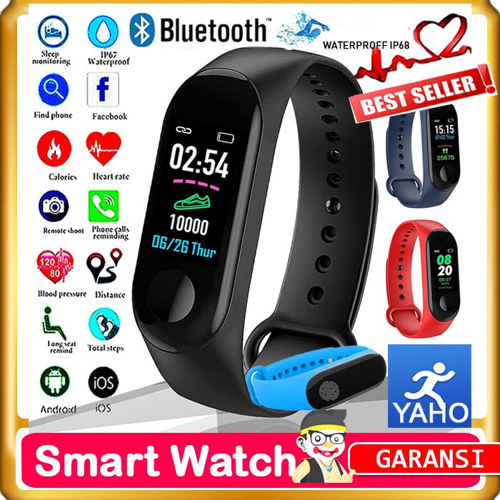 Jam HP Smart Watch M3 Bracelet YOHO Sport Anti Air Smartband Waterproof Look Mi Band 3