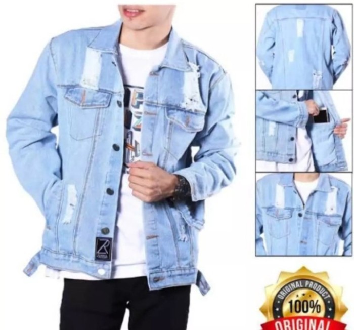 JUMBO JAKET JEANS SOBEK PRIA/JAKET LEVIS SOBEK