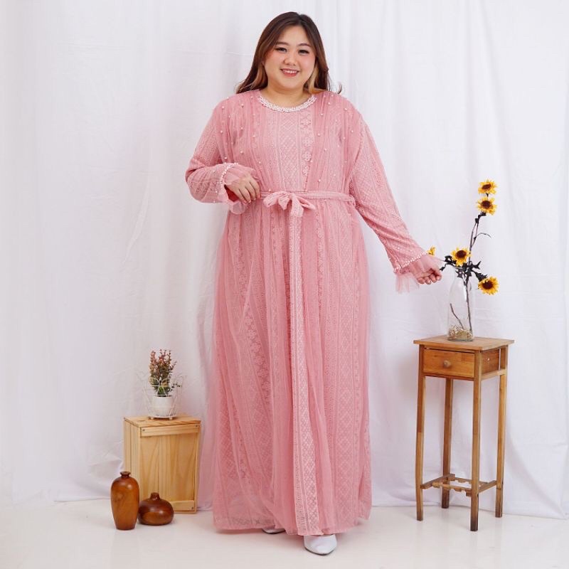 Jual GAMIS BROKAT TILE MUTIARA SUPER JUMBO LD 140CM | Shopee Indonesia