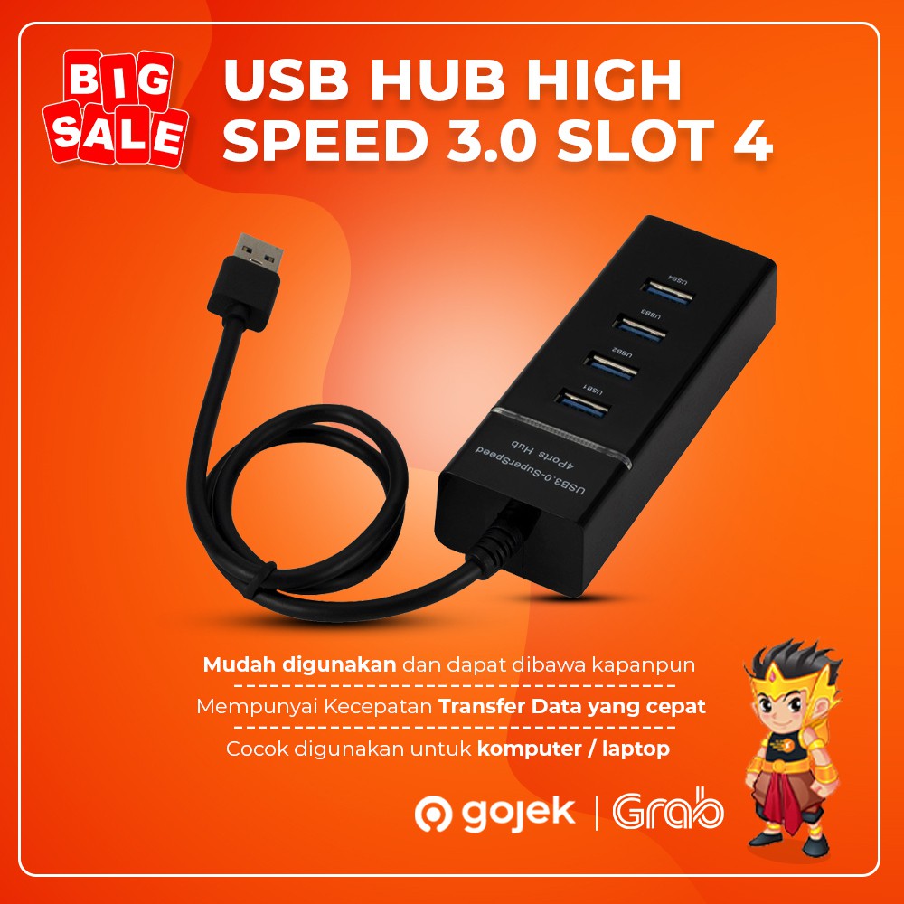 Jual USB HUB High Speed 3.0 Slot 4 Port 5Gbps Komputer Laptop PC 30cm ...