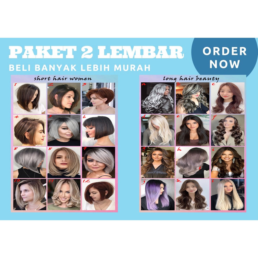 Jual 2 Lembar poster salon rambut / poster warna rambut wanita terbaru ...
