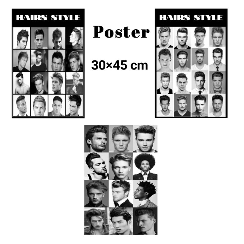Jual Paket poster hitam putih barbershop dan pangkas rambut | Shopee
