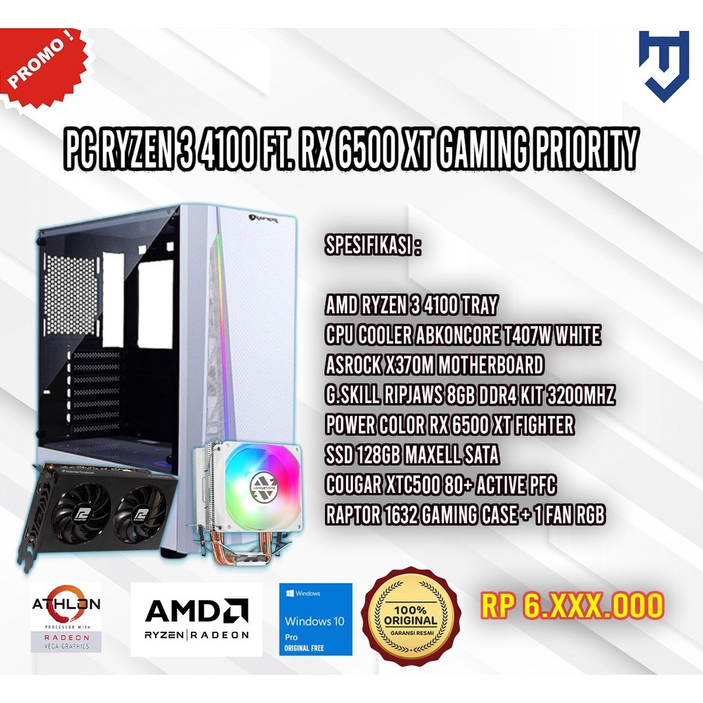 Jual PC GAMING RENDER Ryzen 3 4100 | RX 6500XT | 8GB DDR4 | SSD 128GB ...