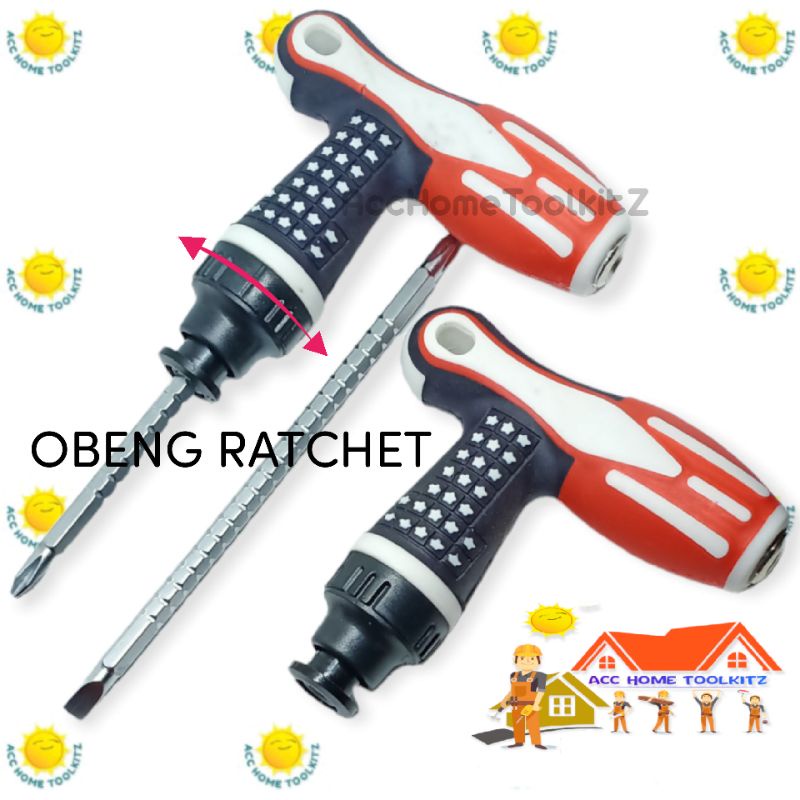 Jual Obeng T Ratchet Amerika Bolak Balik Gerigi / Min Plus / Obeng ...