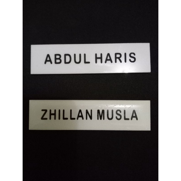 Jual Papan Nama PDH Putih Grafir - Name Tag Grafir Putih Tulisan Hitam