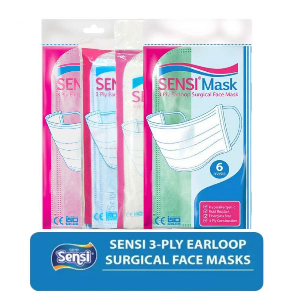 Jual Sensi Mask 3 Ply Earloop Surgical Masker Dewasa 6 Mask - Tersedia ...
