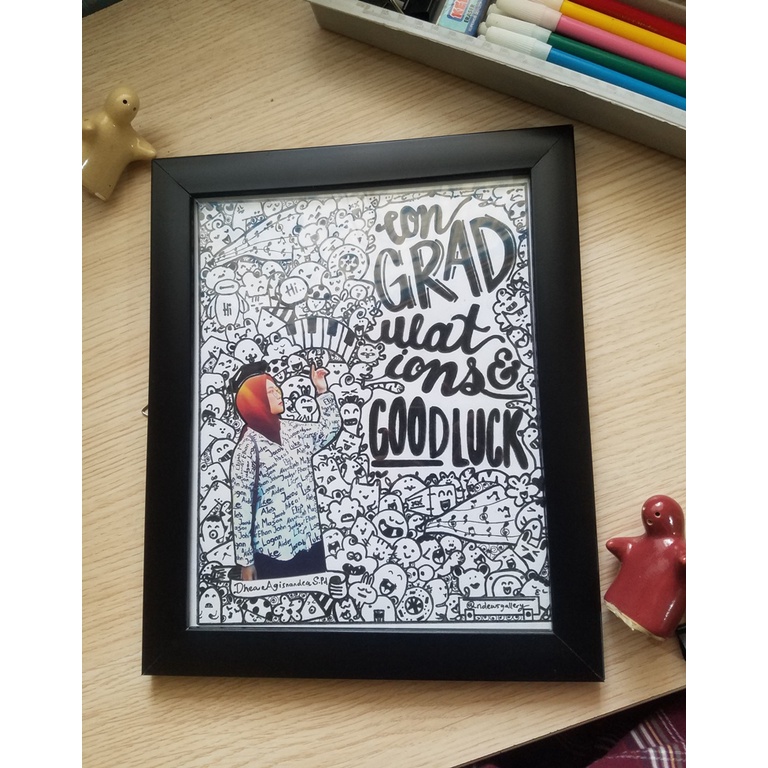 Jual DOODLE ART GRADUATION CUSTOM 01 VARIASI FOTO, FRAME MINIMALIS ...