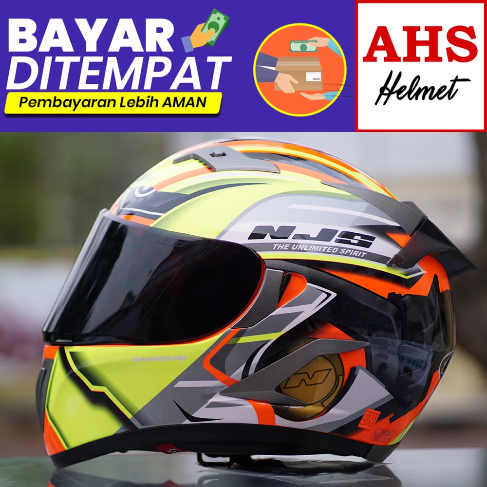 Jual Helm NJS Shadow Machine Yellow + Spoiler ( Ongkir Termurah 2 kg ...