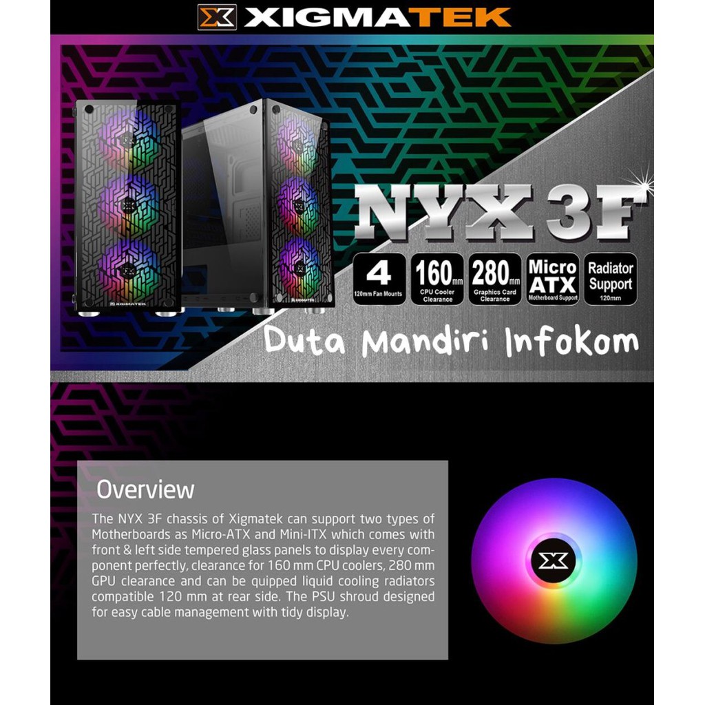 Jual Xigmatek NYX 3F - Tempered Glass m-ATX Gaming Case | Shopee Indonesia