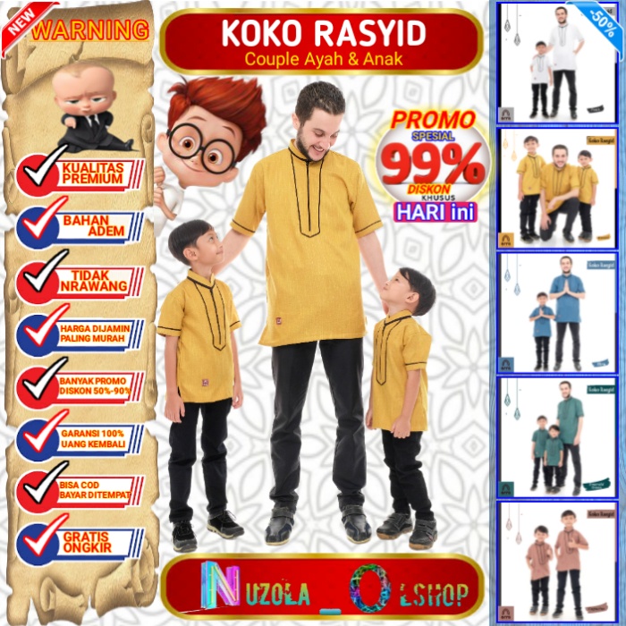 Jual BAJU KOKO PAKISTAN KEMEJA MUSLIM AYAH & ANAK RASYID BY ARRA( UZOLA ...