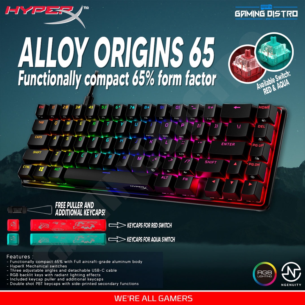 Jual HyperX Alloy Origins 65 RGB Mechanical Keyboard | Shopee Indonesia