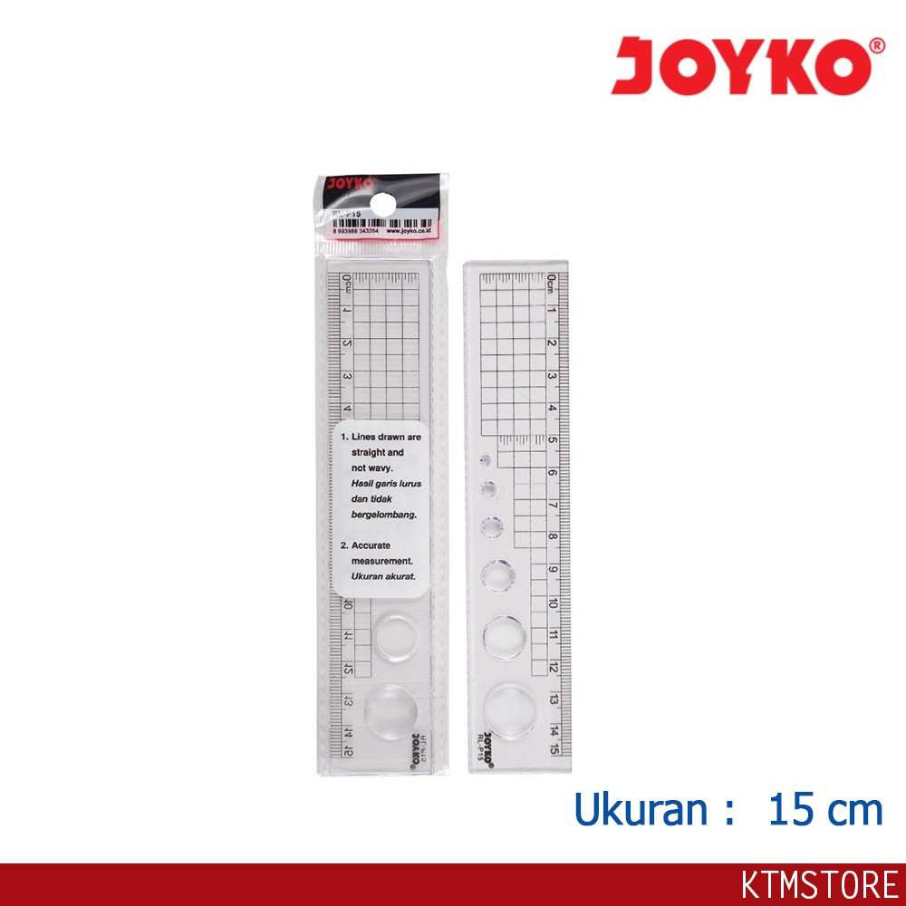 Jual Penggaris Panjang Plastik Joyko Stainless Steel Ruler 15 cm RL-P15 ...
