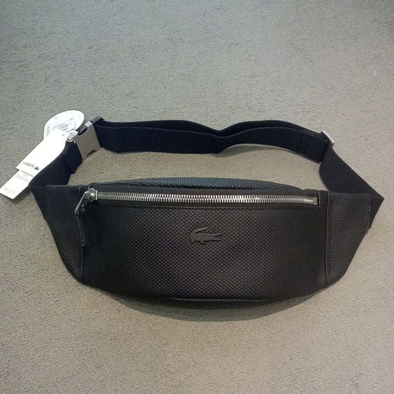 Waist Bag Tas Pinggang Kulit Asli Lacoste Original Black NH2816CE