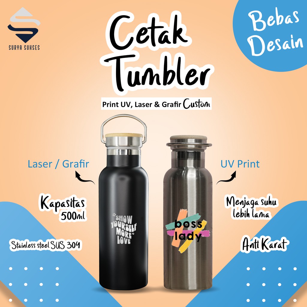 Jual Custom Tumbler Termos Premium Sovenirpromosi Laser Grafirpint Uv Shopee Indonesia 2153