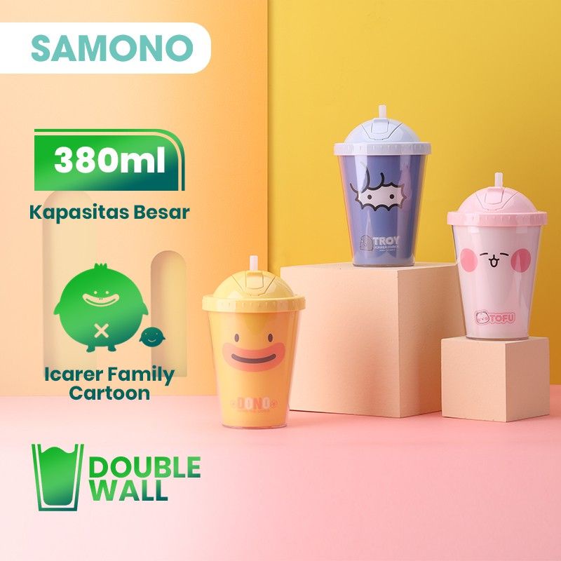 Jual SAMONO SC003 Botol Minum 380ML Karakter 2 Lapis Wall ada Sedotan ...