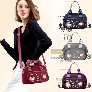 Jual Tas Wanita Import Jinjing Selempang BOBO BB9102 9102 Bordir Bunga 3 in 1 Bahan Parasut Kualitas Shopee Indonesia