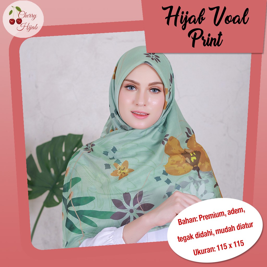 Jual Hijab Voal Premium Segi Empat Print Jade By Cherry Hijab Shopee Indonesia