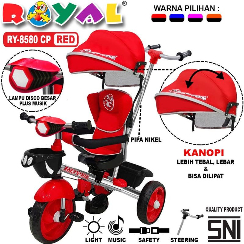 Jual Sepeda Anak Roda 3 Tiga Stroller Royal 8580 New Model | Shopee ...