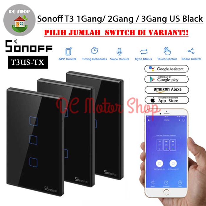 Jual SONOFF TX T3 US 1Gang Wall Touch Smart Switch Wifi RF 433 | Shopee ...