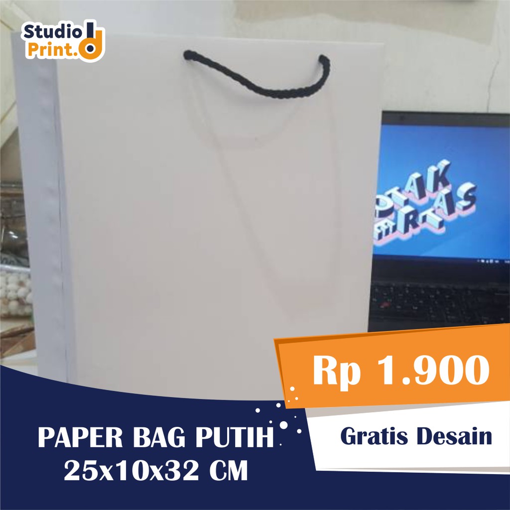 Jual Paper Bag Tas Kertas Kraft Putih Polos Atau Sablon Paperbag Kado