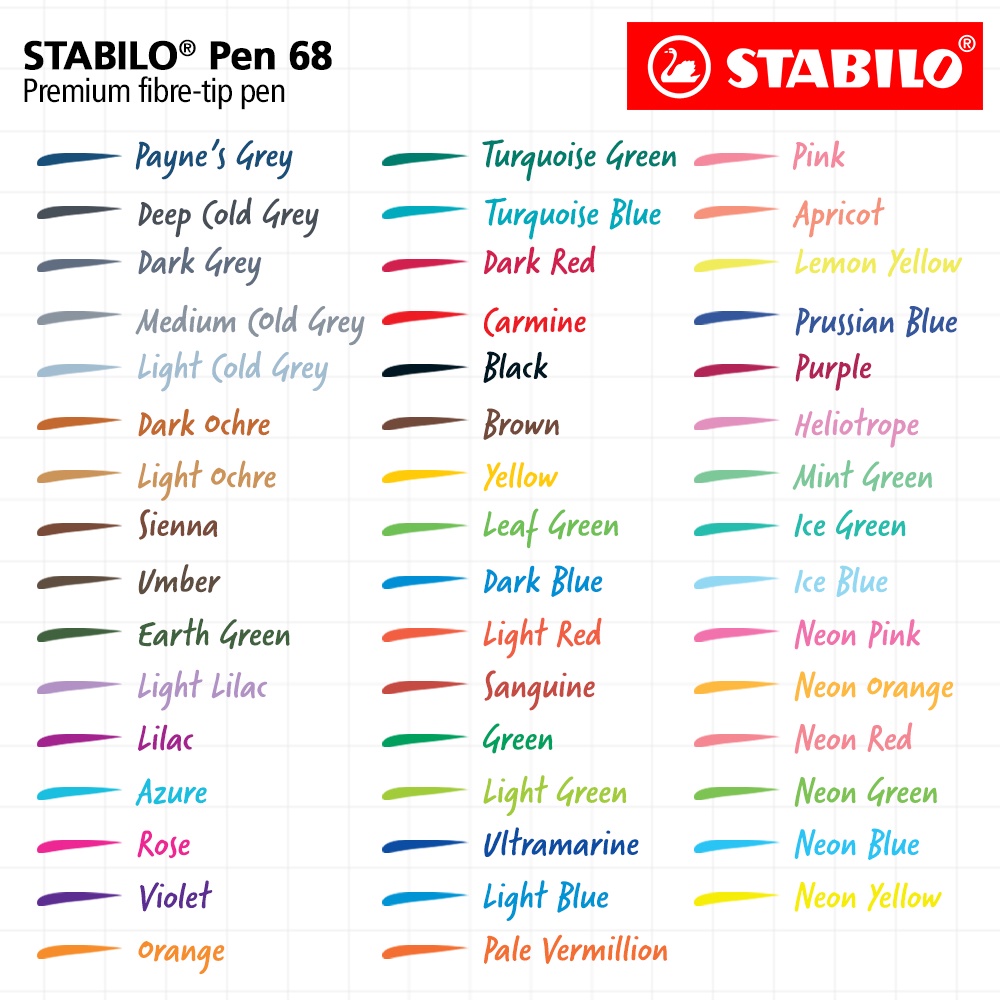 Jual STABILO Pen 68 47 Warna Boleh Mix Premium Pen Grosir | Shopee