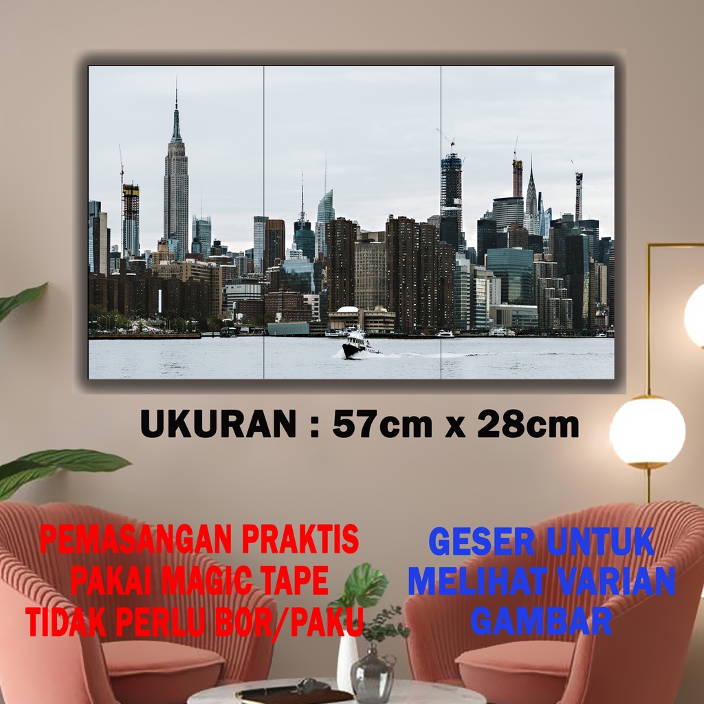 Jual Poster Gambar Sambung Kota City View 1 Gambar 3 Frame Lukisan