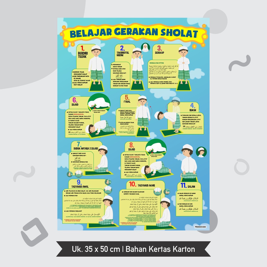 Jual Poster Edukasi Anak Mainan Edukasi Anak Lembaran Gerakan Sholat Rukun Islam Rukun Iman