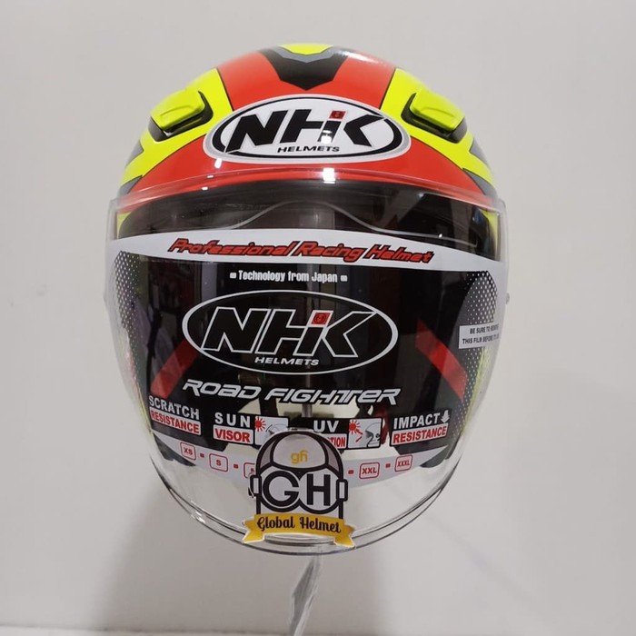 Jual HELM HALF FACE NHK R1 NHK R-1 MOTIF NEMA YELLOW RED SILVER ...