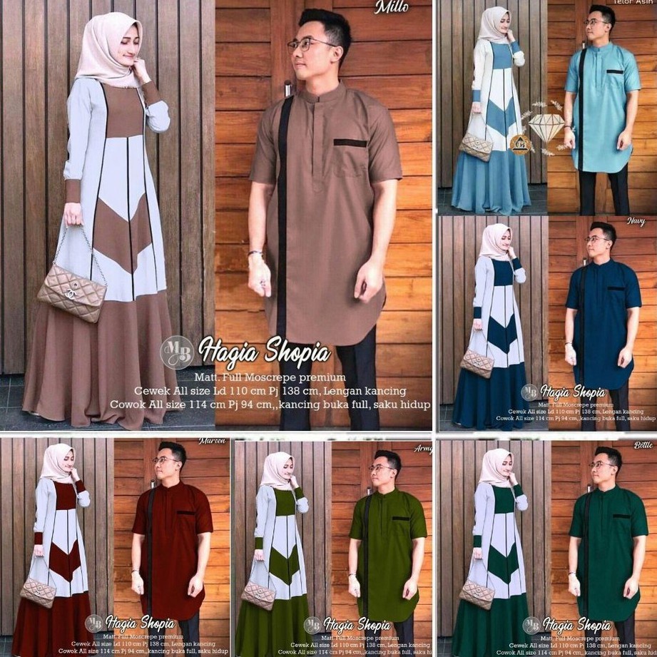 Jual Sarimbit Busana Muslim Keluarga Gamis Couple Hagia Terbaru Choco ...