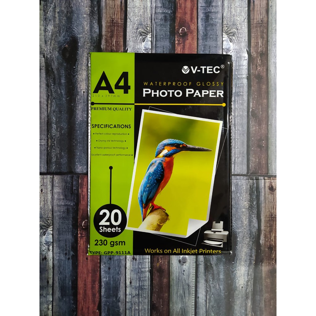 Jual V-TEC GLOSSY PHOTO PAPER TYPE GPP-9111A A4 230 GRAM | Shopee Indonesia