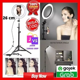 Ring Light LED Kamera 26cm Lampu LED Studio Selfie Makeup Vlog Live Streaming Tripod Stand