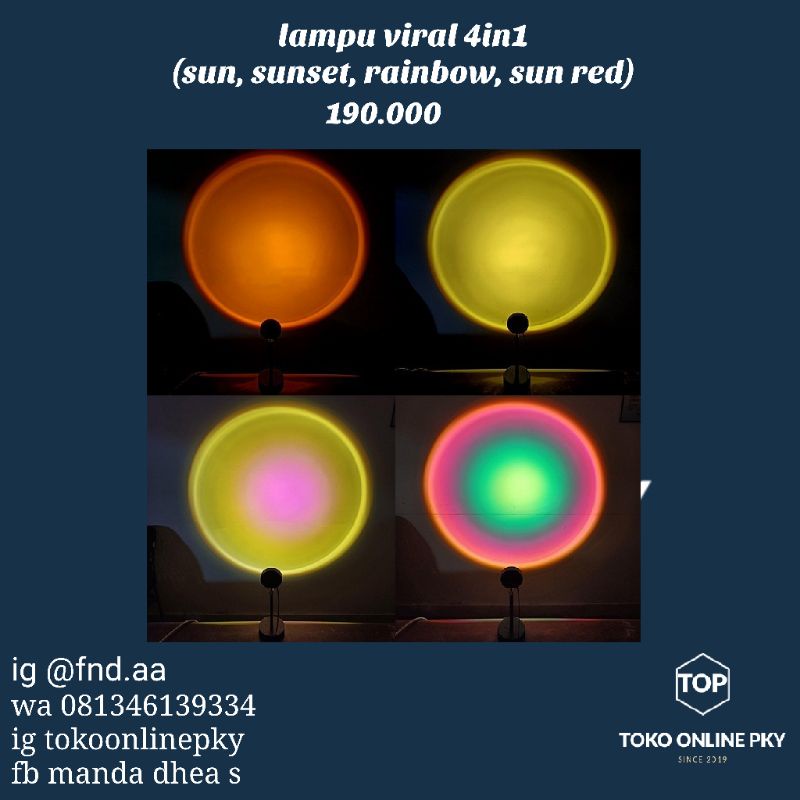 Jual lampu sunset atmosfer dapat 4 warna ( sunset, sun, sun red ...